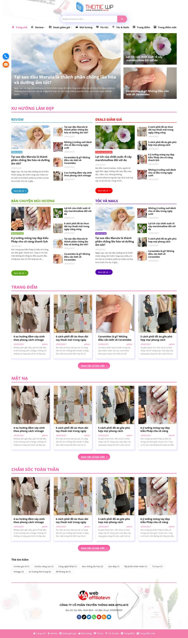 Website Review 01 giao diện website tin tức review làm đẹp chuẩn SEO