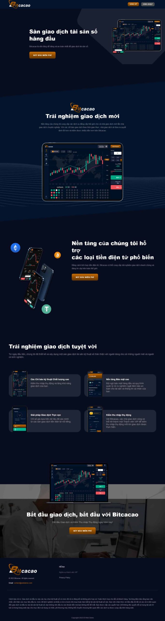 Website Sàn Giao Dịch Tiền Ảo 02 – giao diện website sàn giao dịch tiền điện tử hiện đại, chuyên nghiệp.