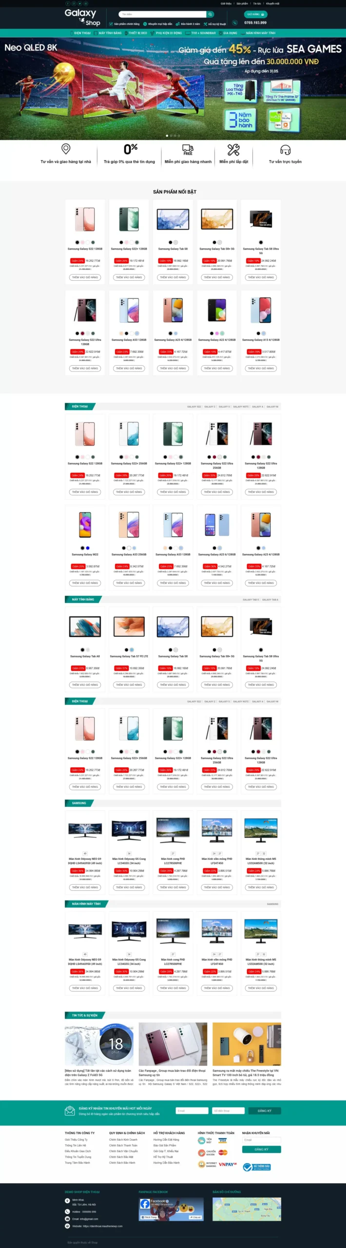 Website Shop Bán Điện Thoại – giao diện website bán điện thoại hiện đại, bố cục rõ ràng.