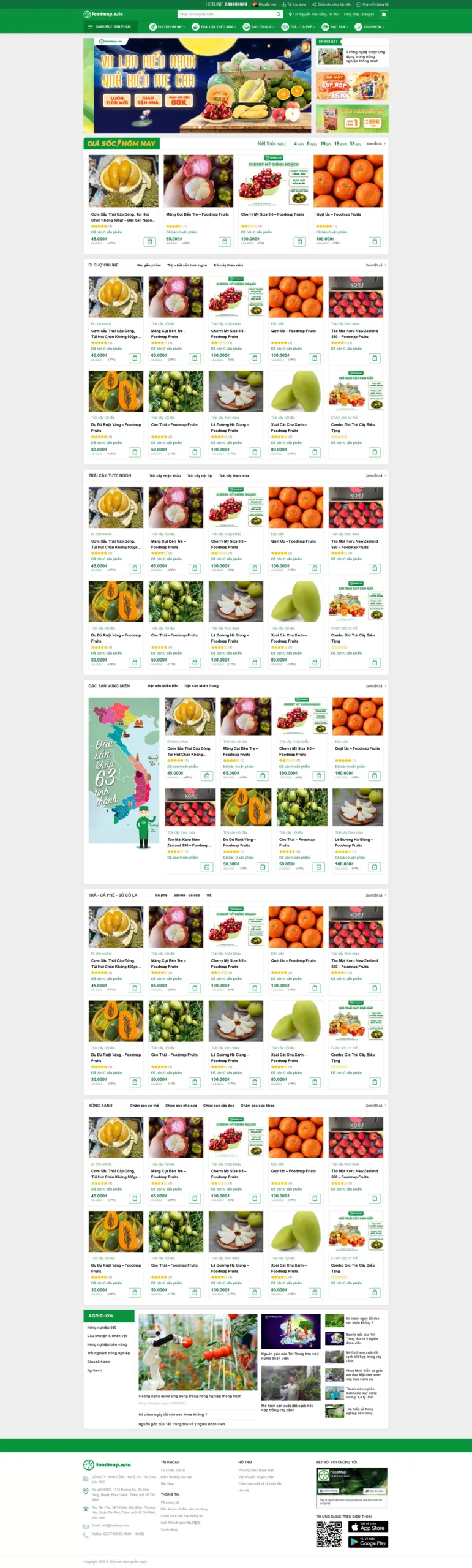 Website Shop Bán Trái Cây Nông Sản giao diện bán trái cây nông sản sạch online chuyên nghiệp