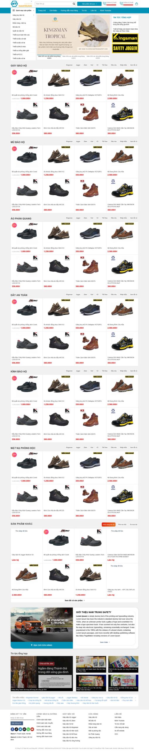 Giao diện Website Shop Giày Bảo Hộ Lao Động chuyên nghiệp cho cửa hàng thiết bị bảo hộ