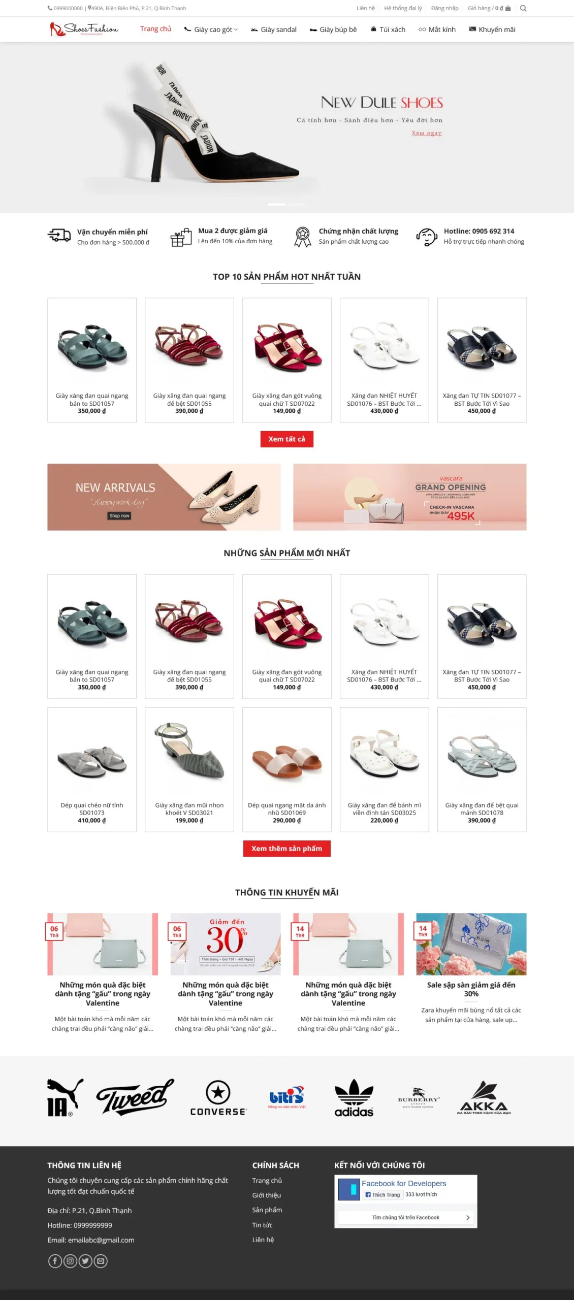 Website Shop Giày Nữ giao diện website bán giày nữ thời trang cao gót sandal chuyên nghiệp