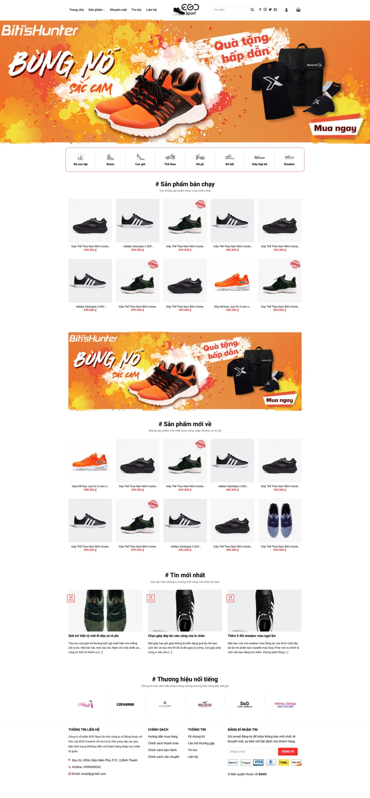 Website Shop Giày Thể Thao giao diện website bán giày thể thao và sneaker chuyên nghiệp
