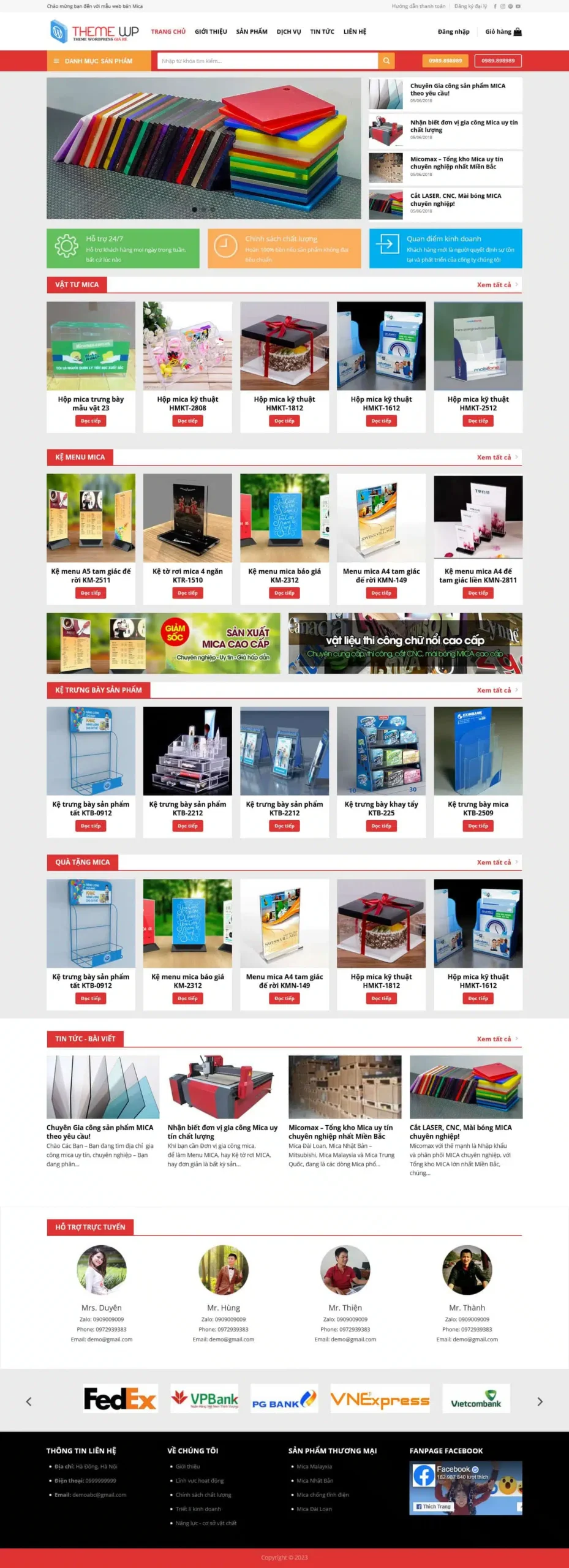 Website Shop Mica giao diện website bán hàng mica chuyên nghiệp