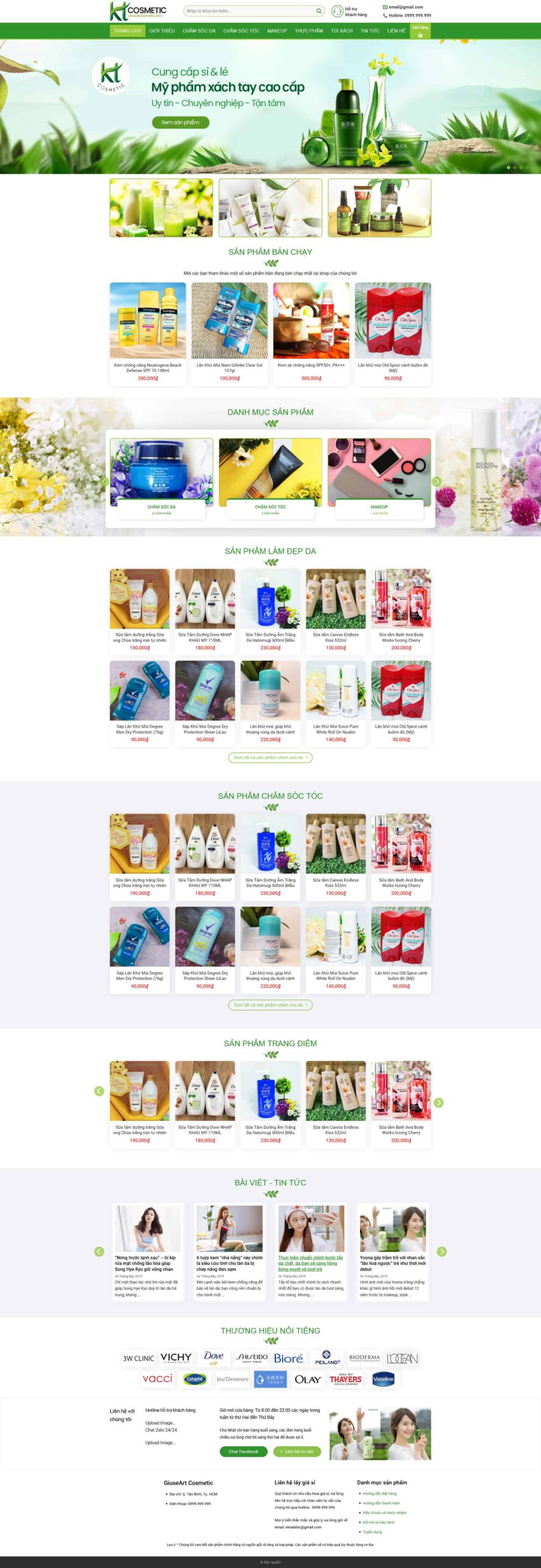 Website Shop Mỹ Phẩm 06 giao diện website bán hàng mỹ phẩm xách tay cao cấp với danh mục sản phẩm đa dạng