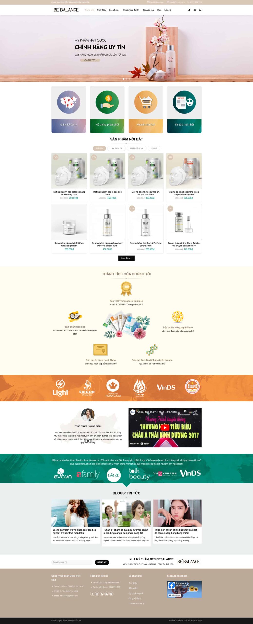 Website Shop Mỹ Phẩm giao diện website bán hàng mỹ phẩm Hàn Quốc chính hãng chuyên nghiệp