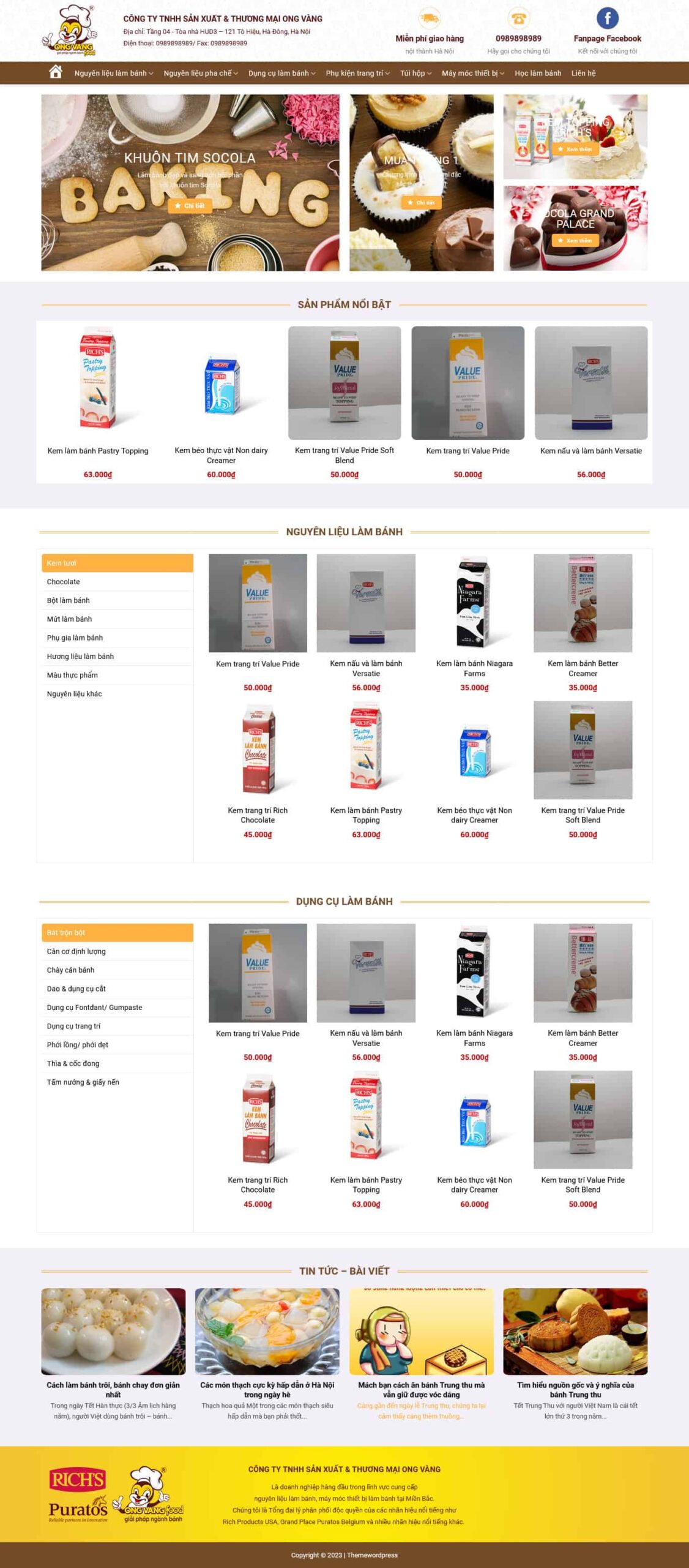 Website Shop Nguyên Liệu Làm Bánh 02 giao diện website bán nguyên liệu làm bánh và dụng cụ làm bánh chuyên nghiệp