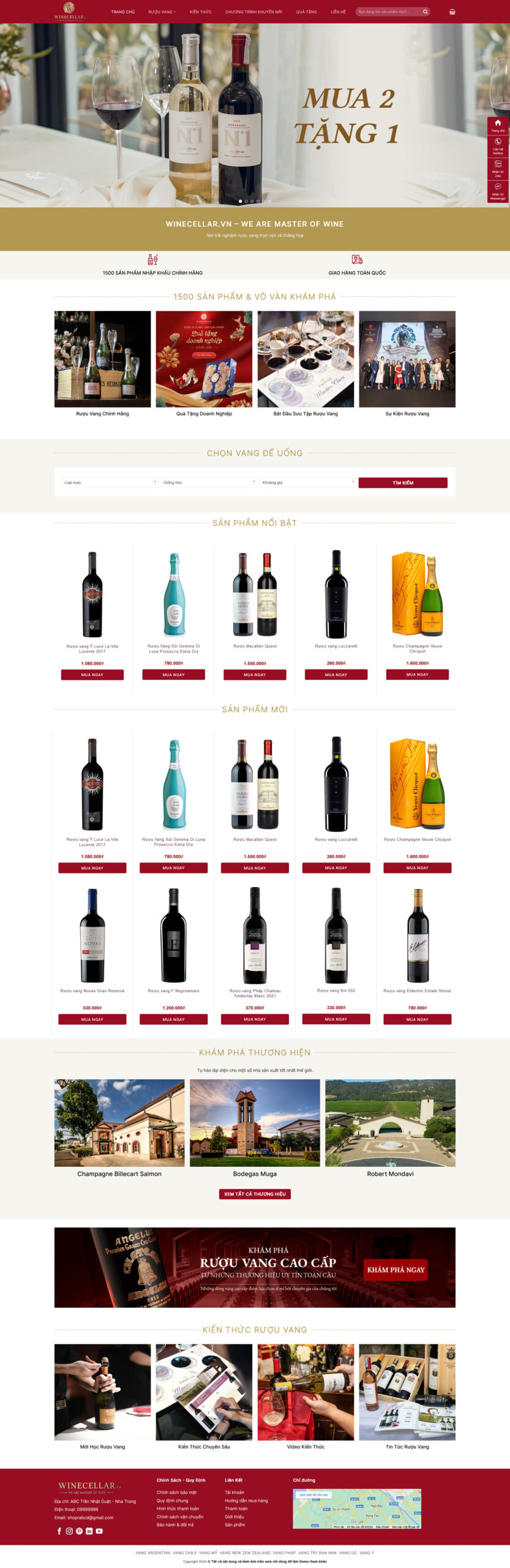 Website Shop Rượu 02 giao diện bán rượu vang cao cấp, sang trọng, chuyên nghiệp