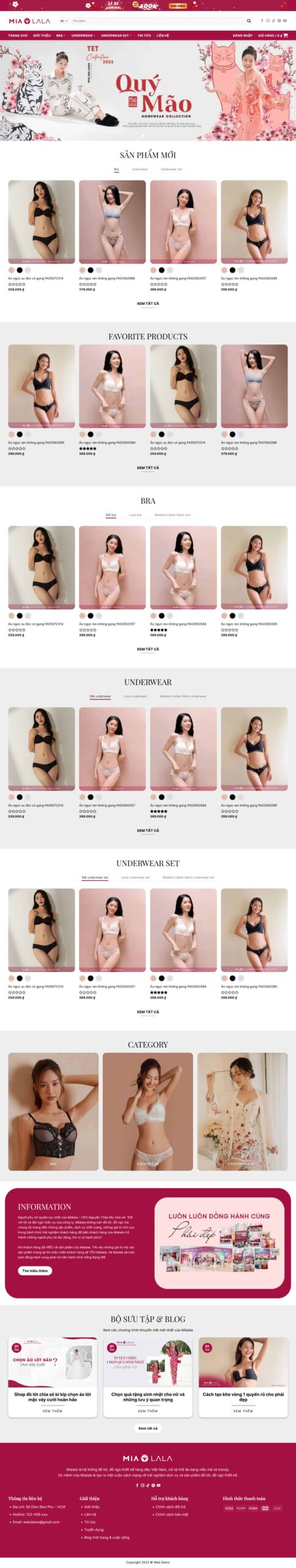 Website Shop Thời Trang Nội Y 15 giao diện website bán nội y nữ cao cấp chuyên nghiệp