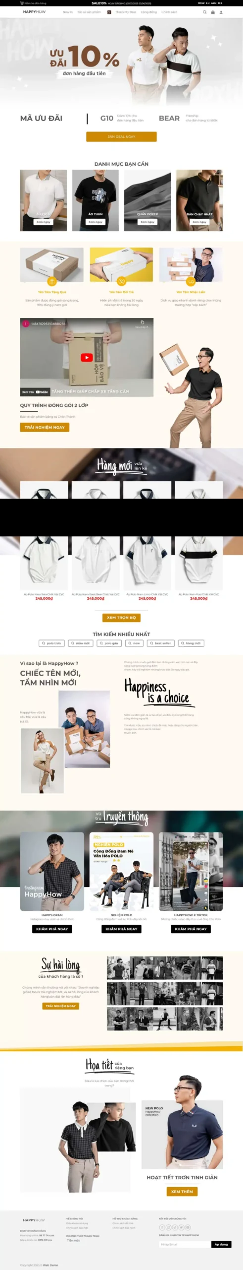 Website Shop Thời Trang Quần Áo Nam 13 giao diện website bán áo polo và quần áo nam chuyên nghiệp