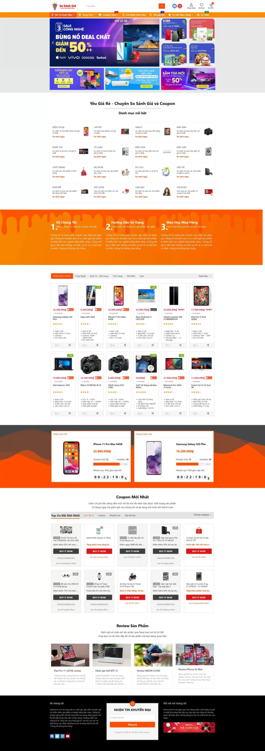 Website So Sánh Giá Và Mã Giảm Giá Affiliate – giao diện website so sánh giá và coupon affiliate chuyên nghiệp