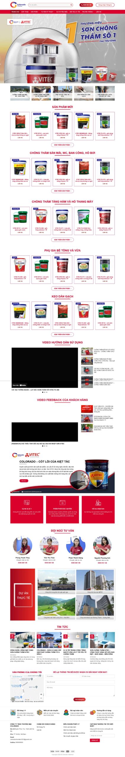 Website Sơn Nước giao diện website bán hàng sơn chống thấm và sơn nước cho doanh nghiệp xây dựng