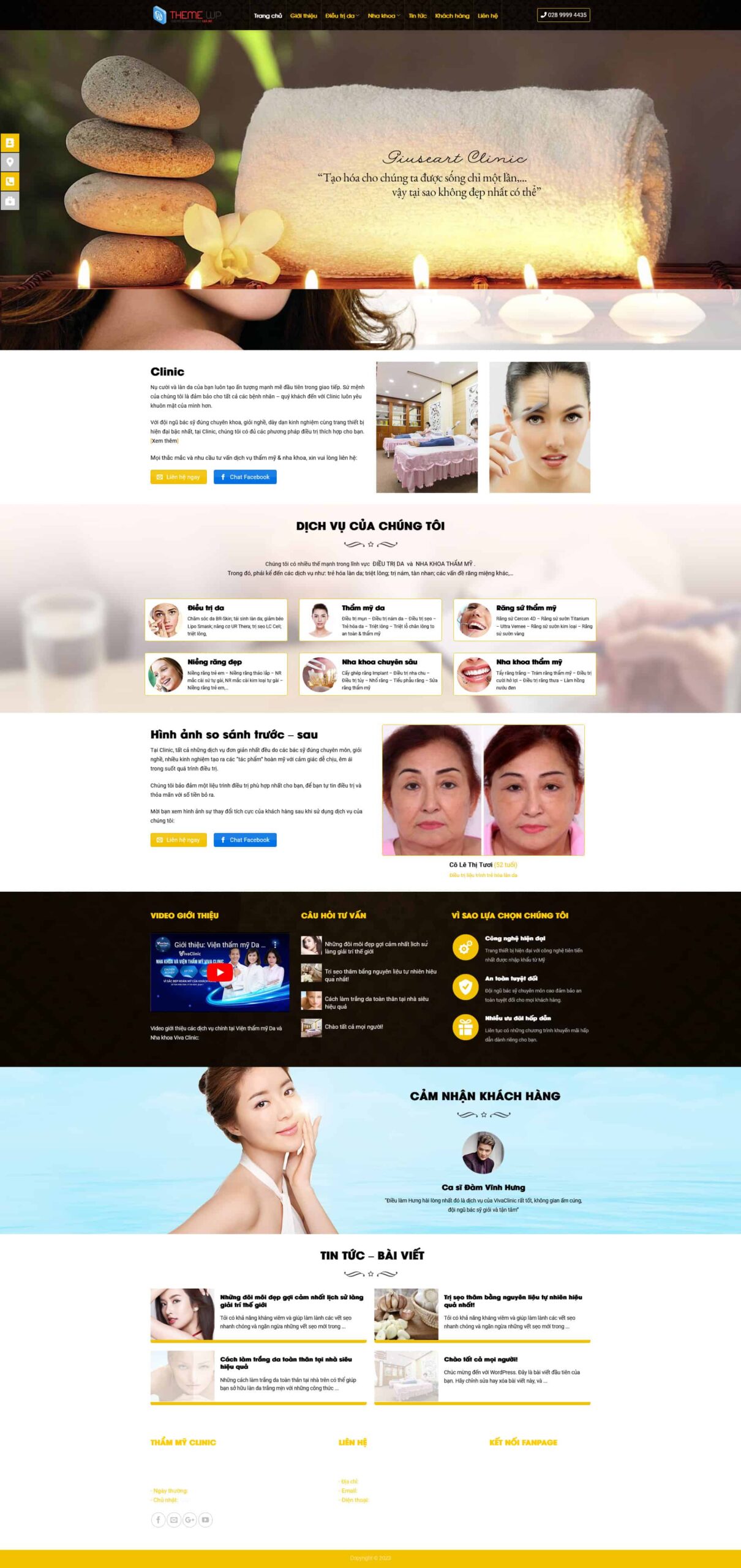 Website Spa 01 giao diện website spa clinic thẩm mỹ và dịch vụ điều trị da chuyên nghiệp