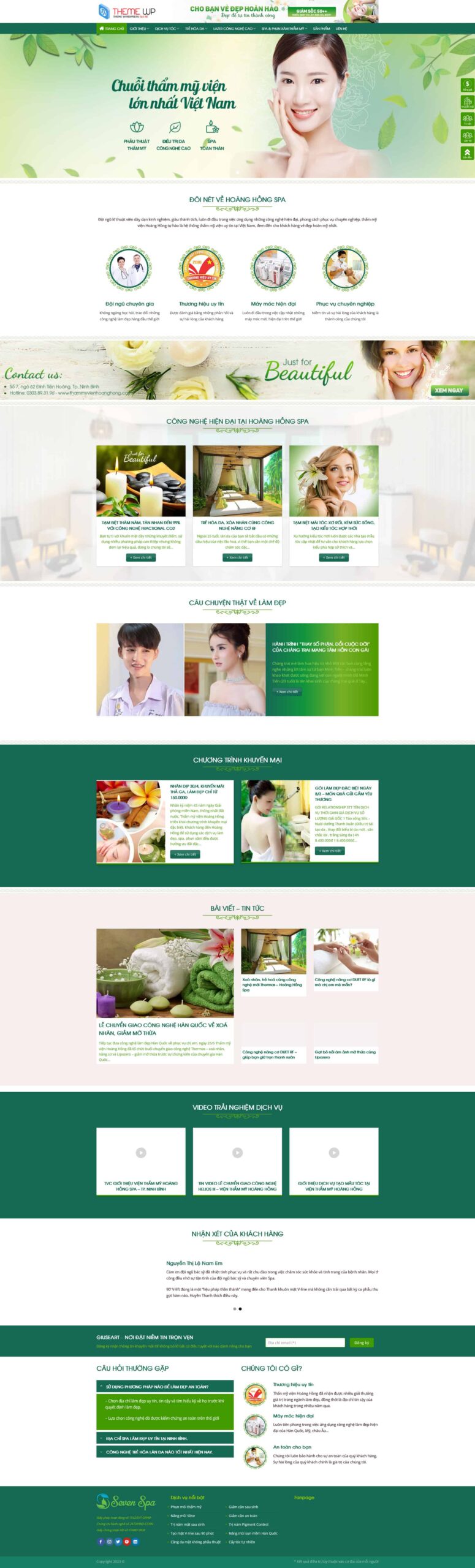 Website Spa 03 giao diện website chuỗi thẩm mỹ viện và spa chuyên nghiệp