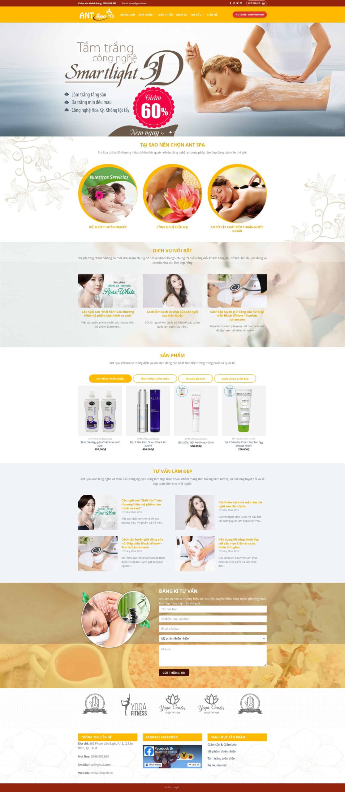 Website Spa 05 giao diện website spa dịch vụ tắm trắng và chăm sóc da công nghệ cao chuyên nghiệp