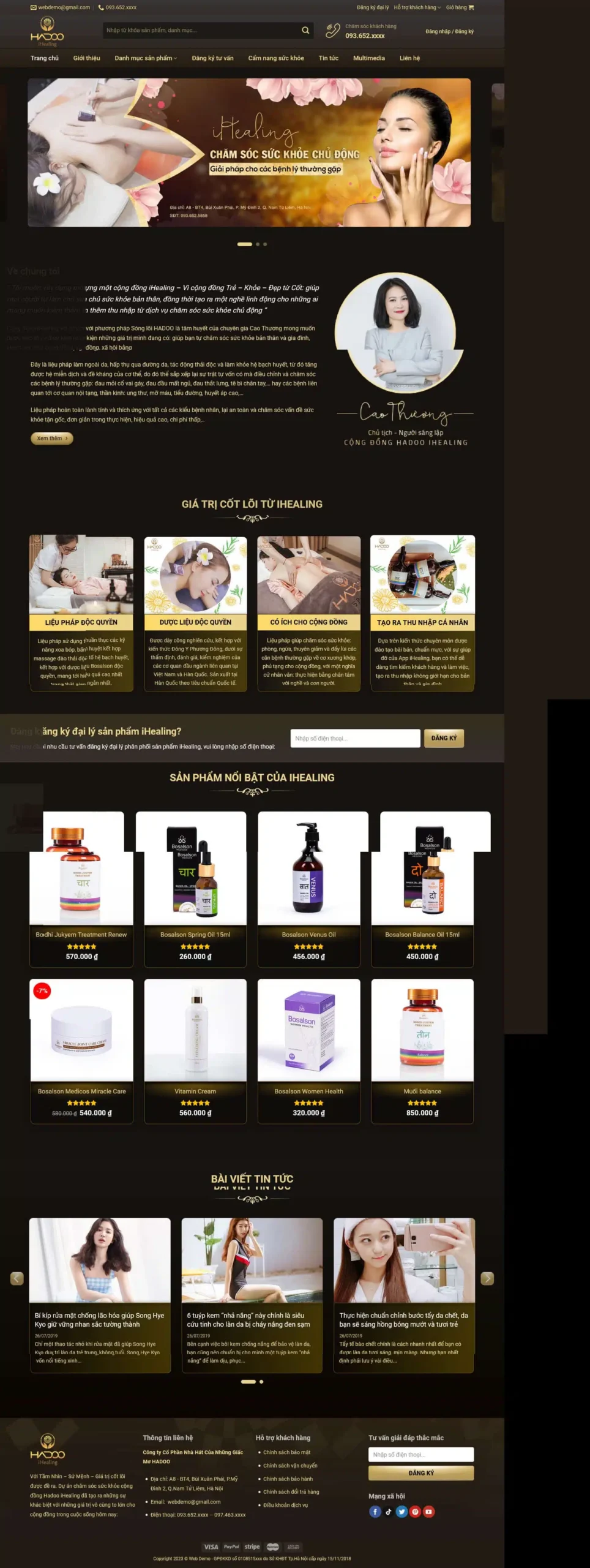 Website Spa 12 giao diện website spa iHealing chăm sóc sức khỏe và sản phẩm trị liệu chuyên nghiệp