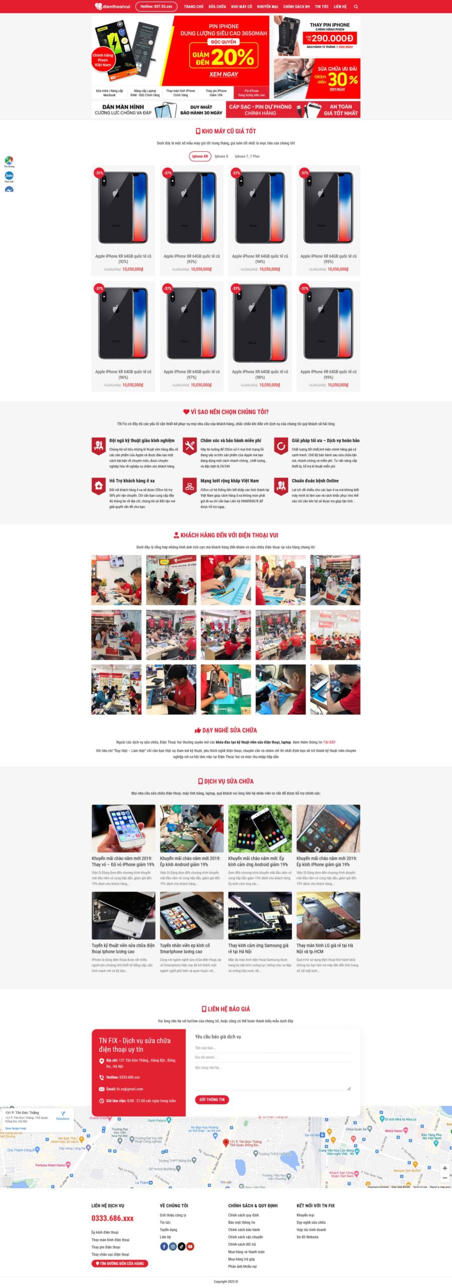 Website Sửa Điện Thoại 03 – giao diện website sửa điện thoại hiện đại, bố cục rõ ràng.