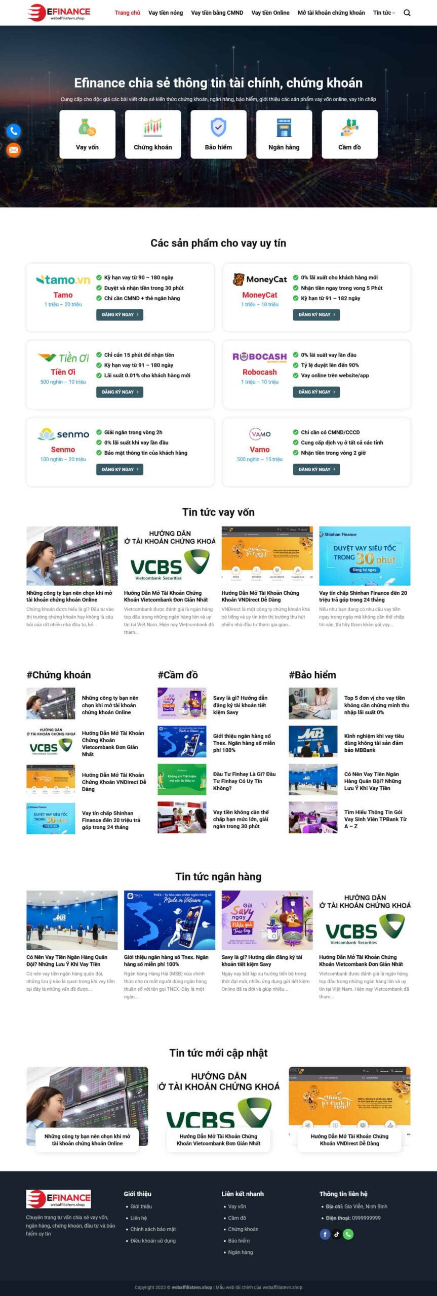 Website Tài Chính 02 giao diện website dịch vụ tài chính vay vốn và chứng khoán chuyên nghiệp