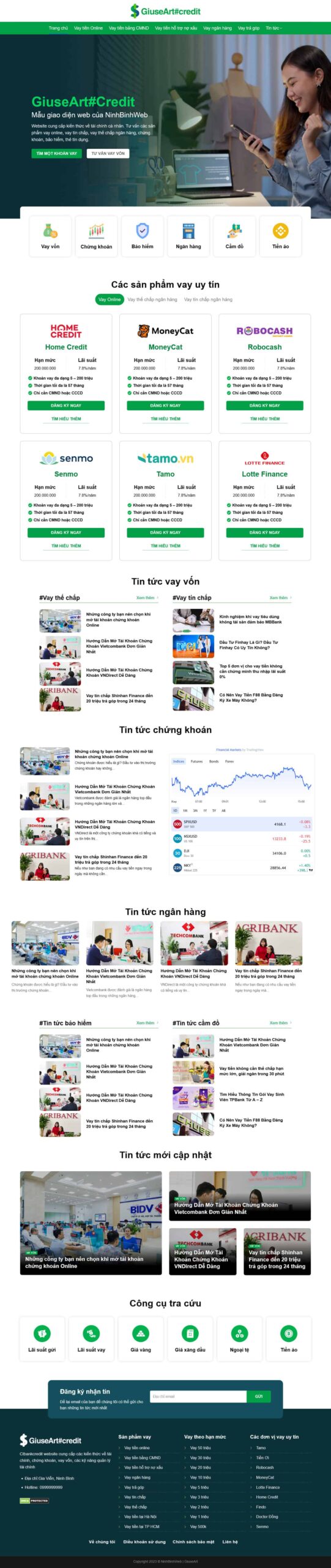 Website Tài Chính giao diện website dịch vụ tài chính vay vốn ngân hàng chuyên nghiệp