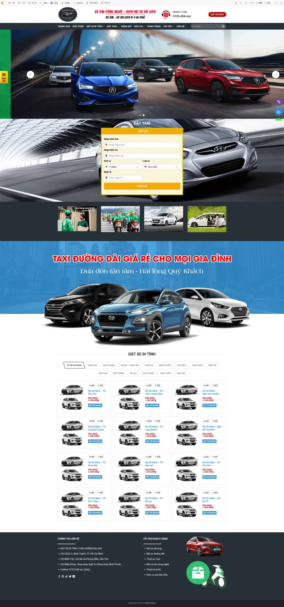 Website Taxi 04 Tính Phí Tự Động giao diện website taxi đường dài
