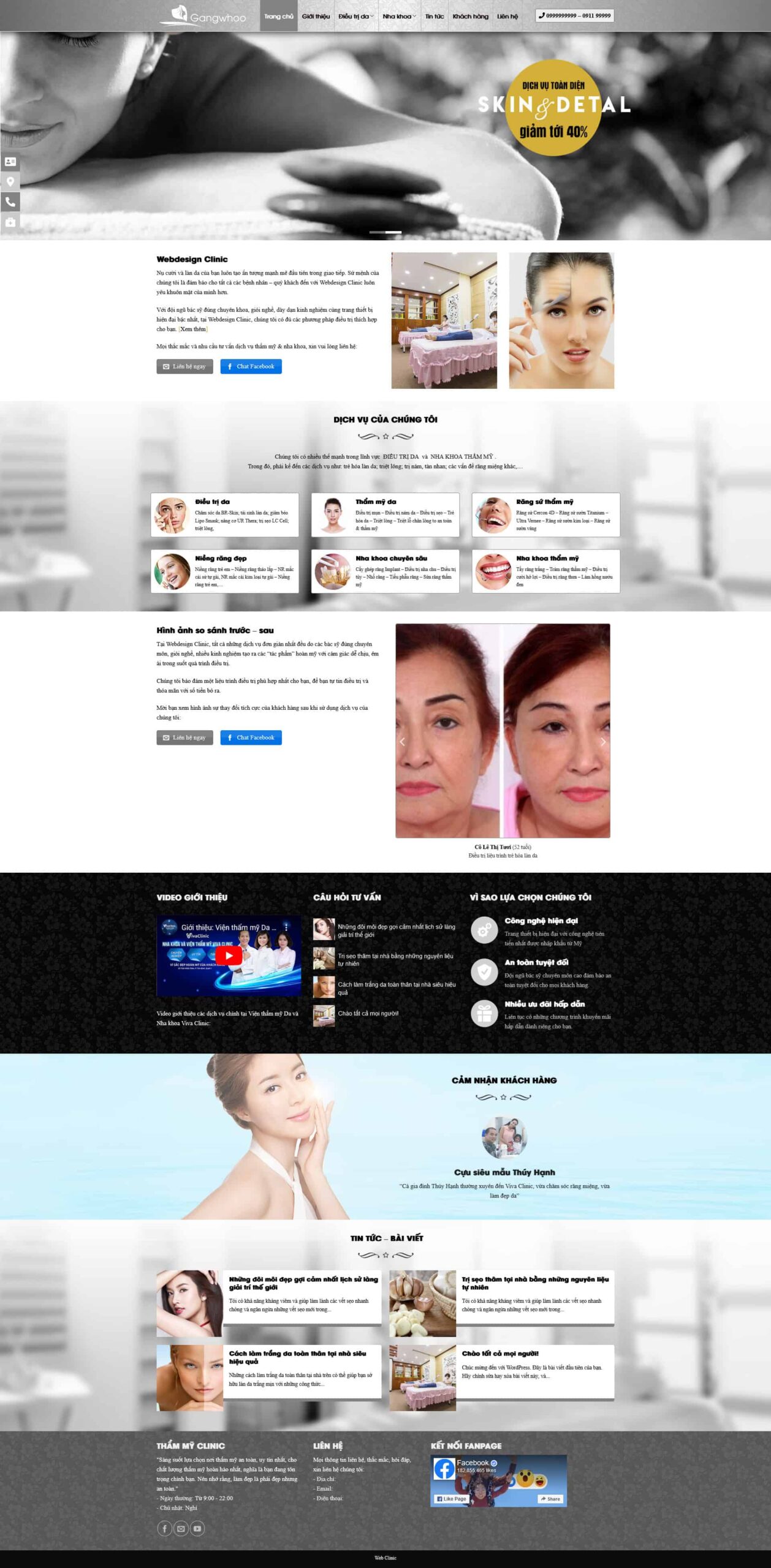 Website Thẩm Mỹ Viện giao diện website clinic thẩm mỹ và điều trị da chuyên nghiệp