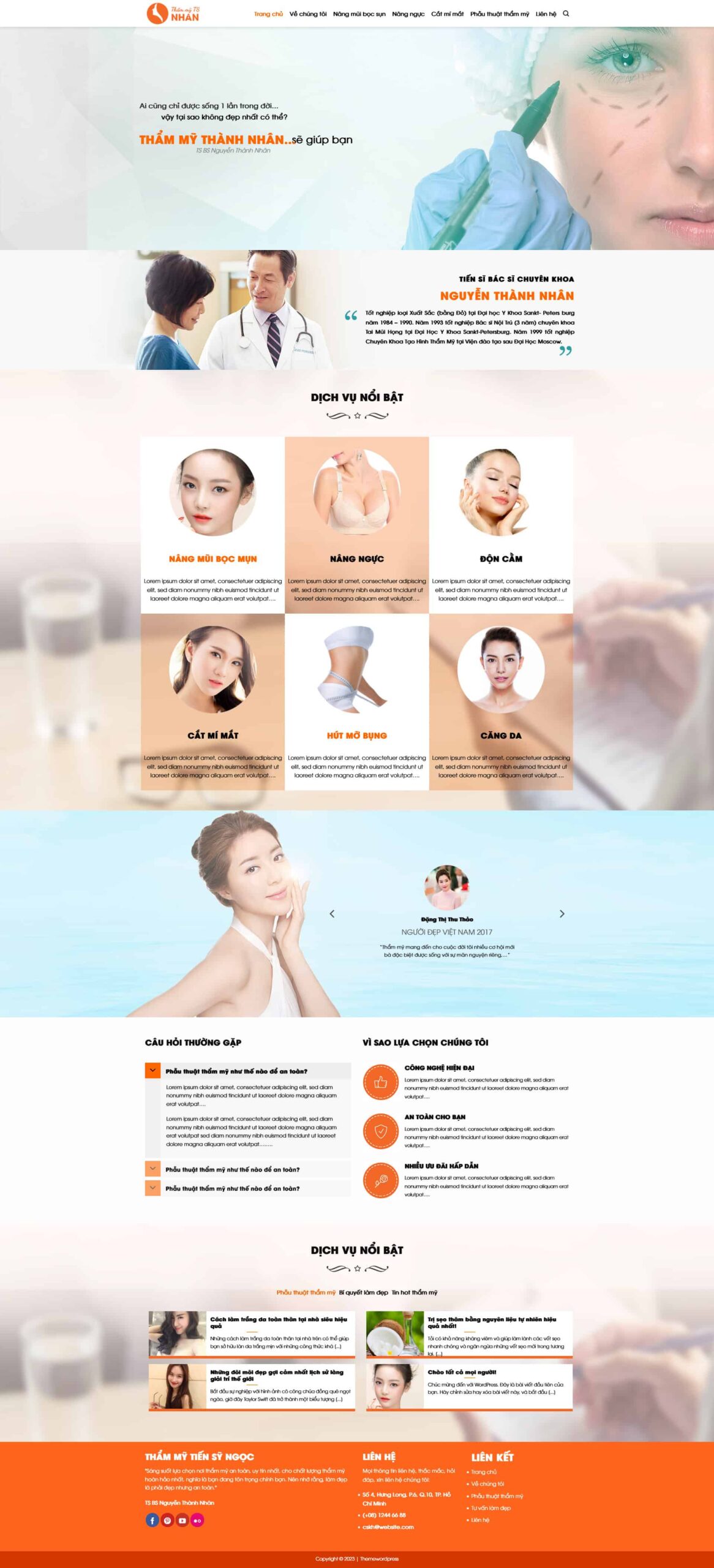 Website Thẩm Mỹ giao diện website thẩm mỹ viện giới thiệu dịch vụ làm đẹp và phẫu thuật thẩm mỹ chuyên nghiệp