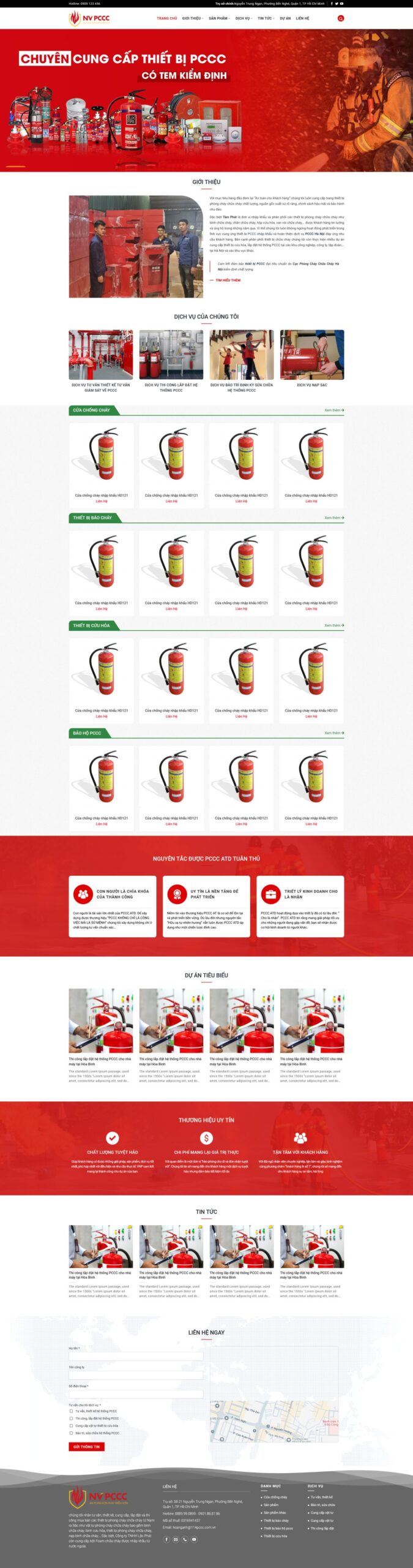 Giao diện Website Thiết Bị Phòng Cháy Chữa Cháy – mẫu website PCCC chuẩn SEO