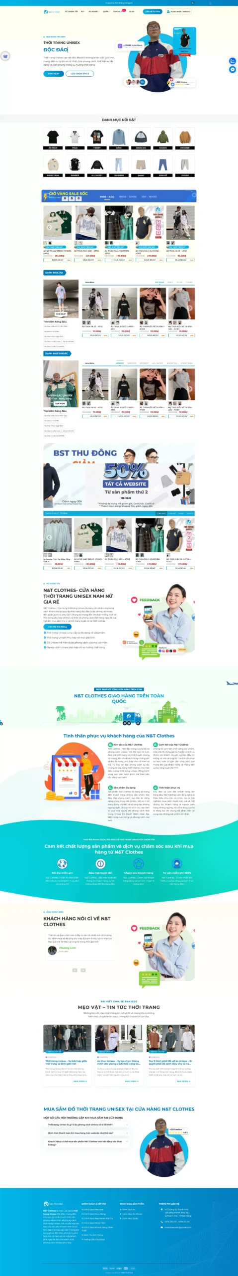 Website Thời Trang 16 giao diện website bán thời trang unisex áo thun hoodie chuyên nghiệp