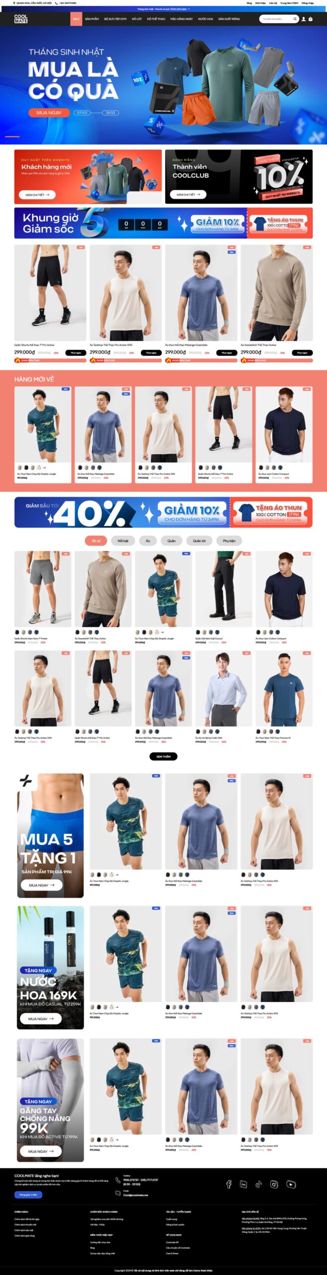 Giao diện Website Thời Trang Coolmate chuẩn SEO cho cửa hàng thời trang