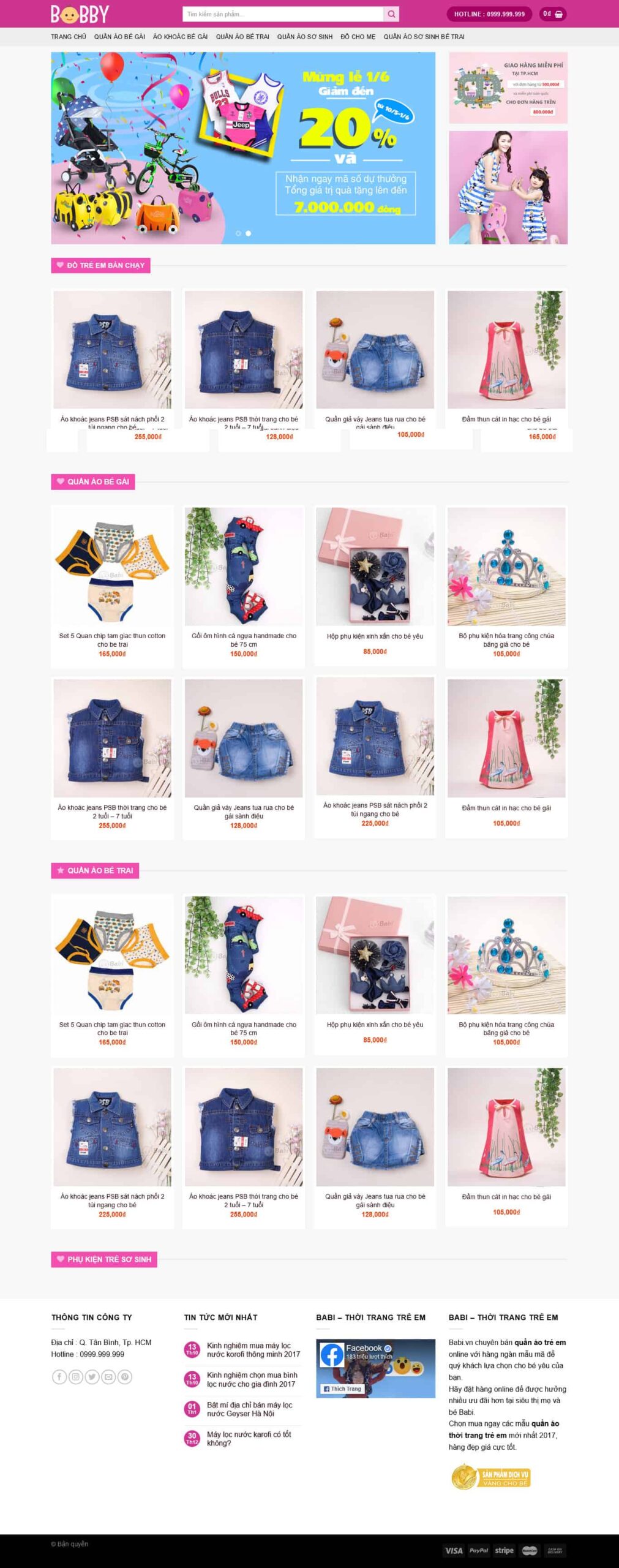 Website Thời Trang Trẻ Em giao diện website bán quần áo trẻ em
