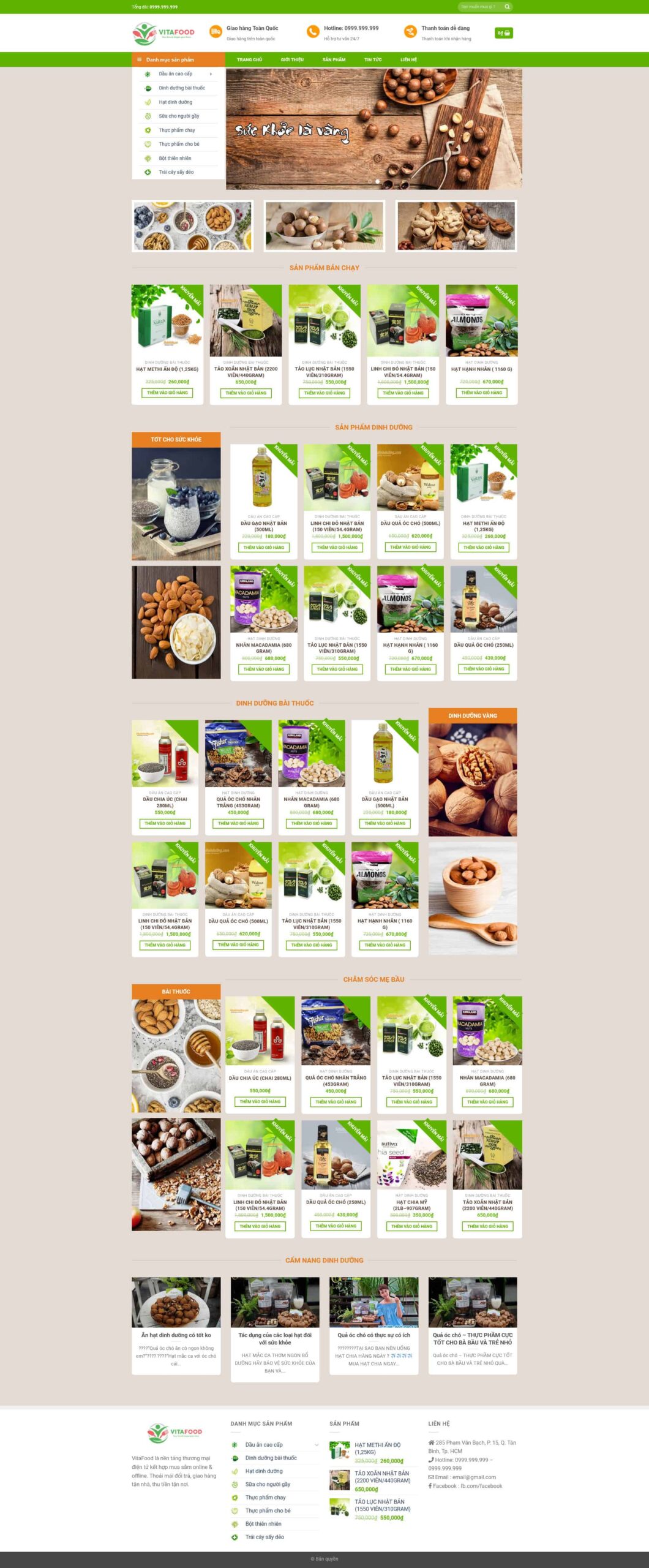 Website Thực Phẩm 10 giao diện website bán thực phẩm dinh dưỡng.