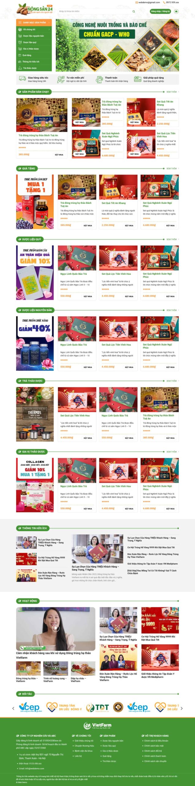 Giao diện Website Thực Phẩm 25 Bán Quà Tặng quà biếu sức khỏe cao cấp