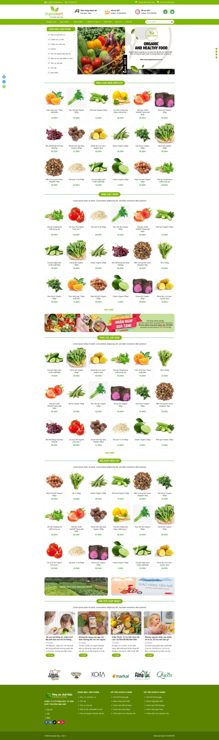 Giao diện Website Thực Phẩm 26 Trái Cây Sạch thực phẩm hữu cơ rau củ quả bán hàng online