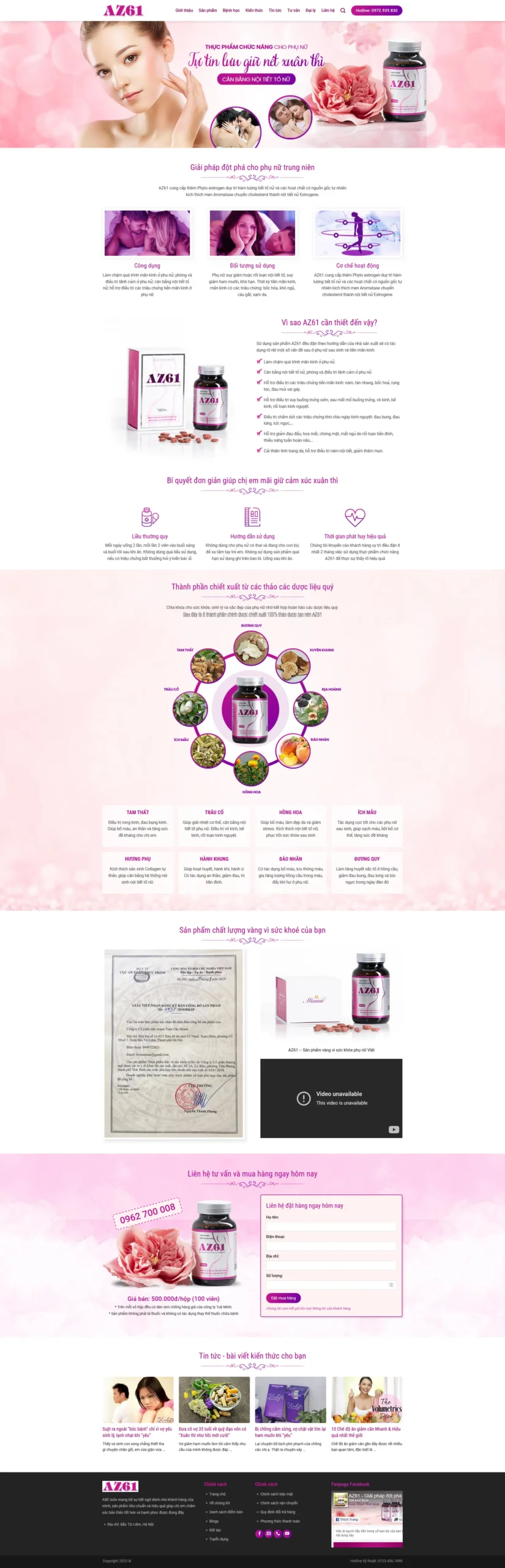 Website Thực Phẩm Chức Năng 08 công dụng cho phụ nữ
