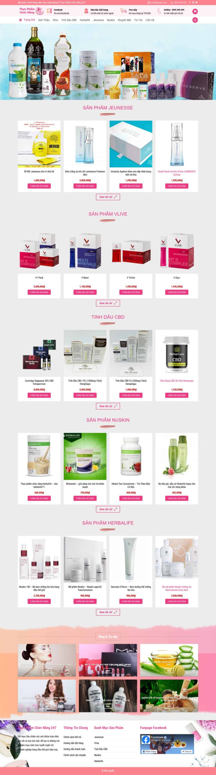 Website Thực Phẩm Chức Năng 13 mẫu website bán hàng thực phẩm chức năng tổng hợp và mỹ phẩm