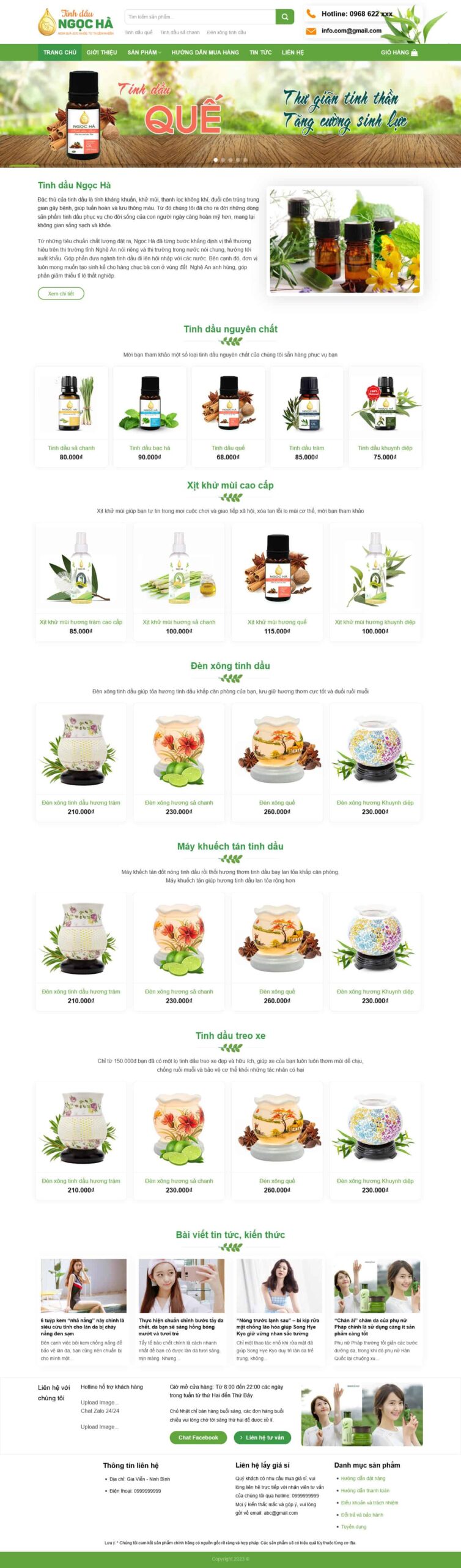 Website Thực Phẩm Chức Năng 22 mẫu website bán hàng tinh dầu thiên nhiên và sản phẩm xông hương