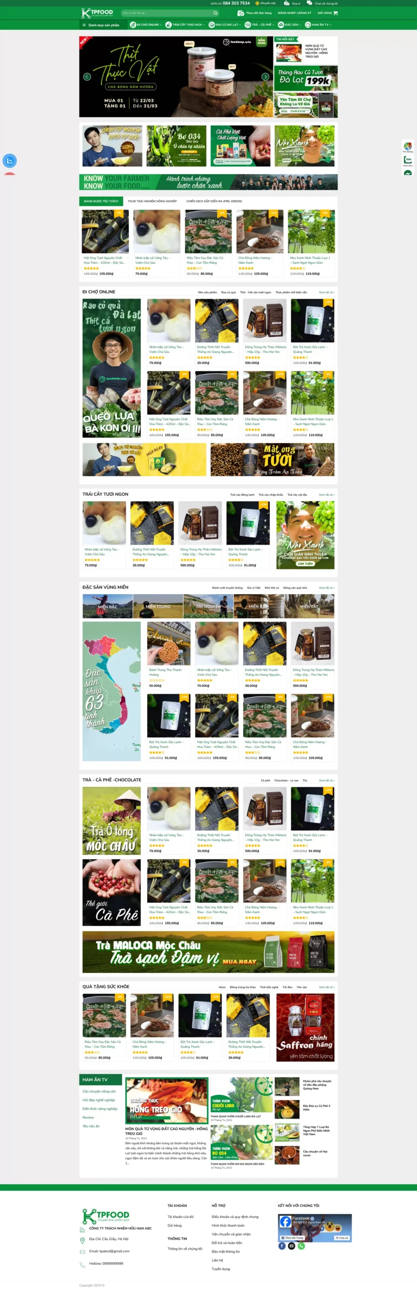 Website Thực Phẩm Nông Sản 05 giao diện bán nông sản đặc sản vùng miền thực phẩm sạch online chuyên nghiệp