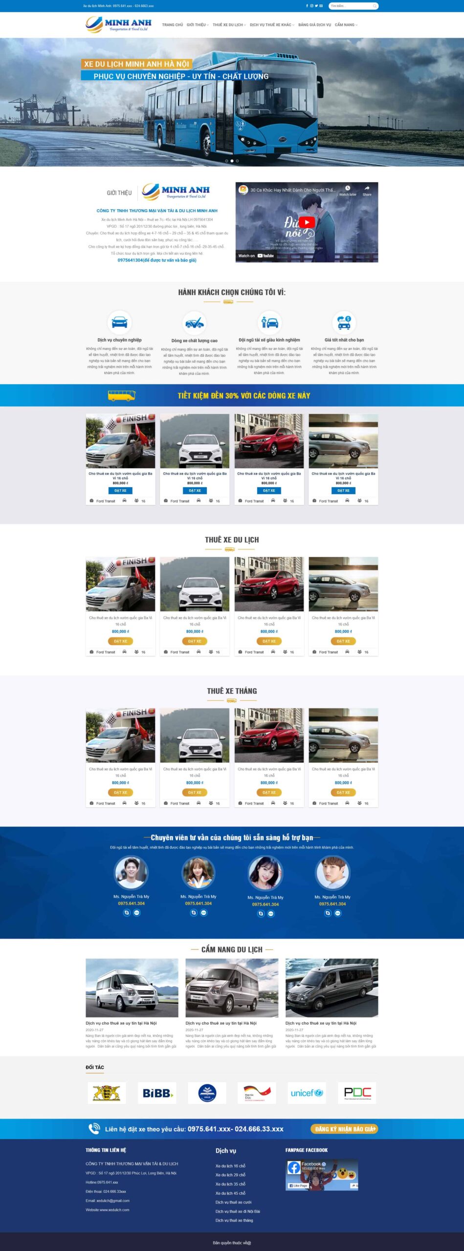 Website Thuê Xe 05 giao diện website dịch vụ thuê xe du lịch với danh sách xe và gói thuê rõ ràng