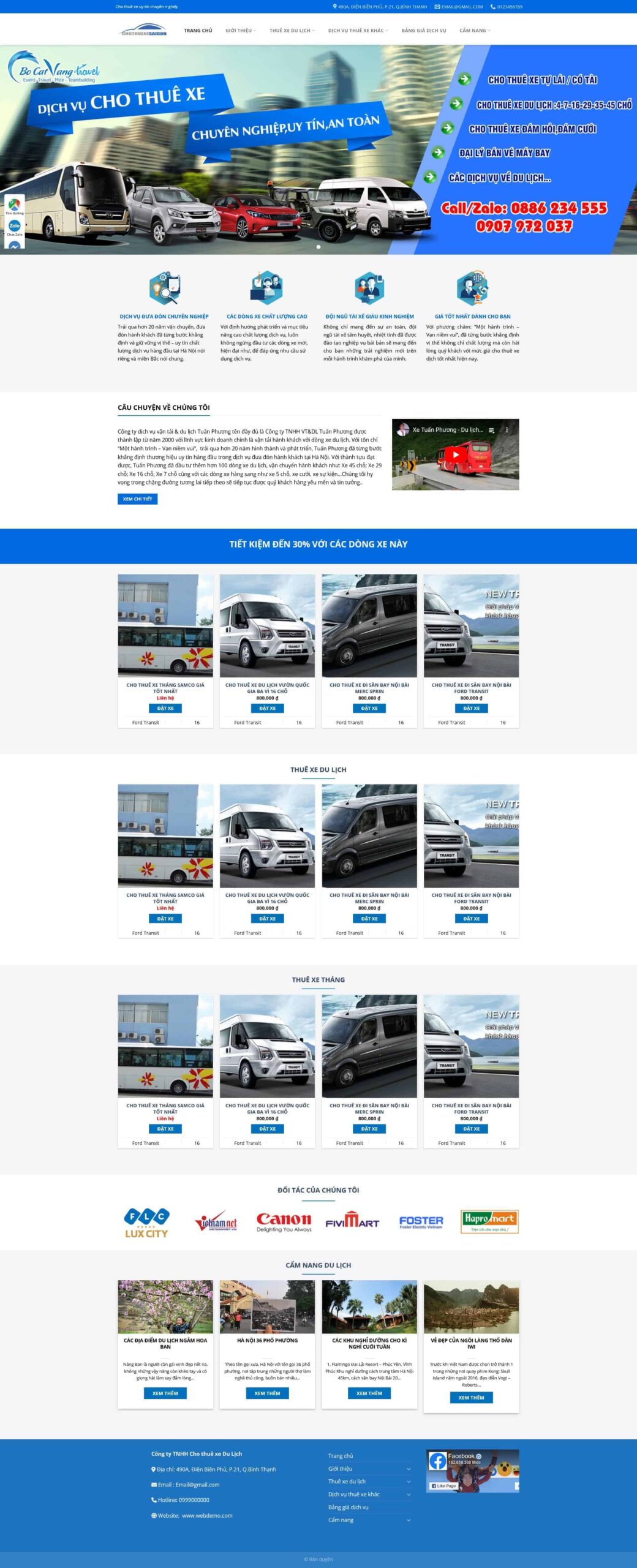 Website Thuê Xe Du lịch giao diện website dịch vụ cho thuê xe du lịch chuyên nghiệp