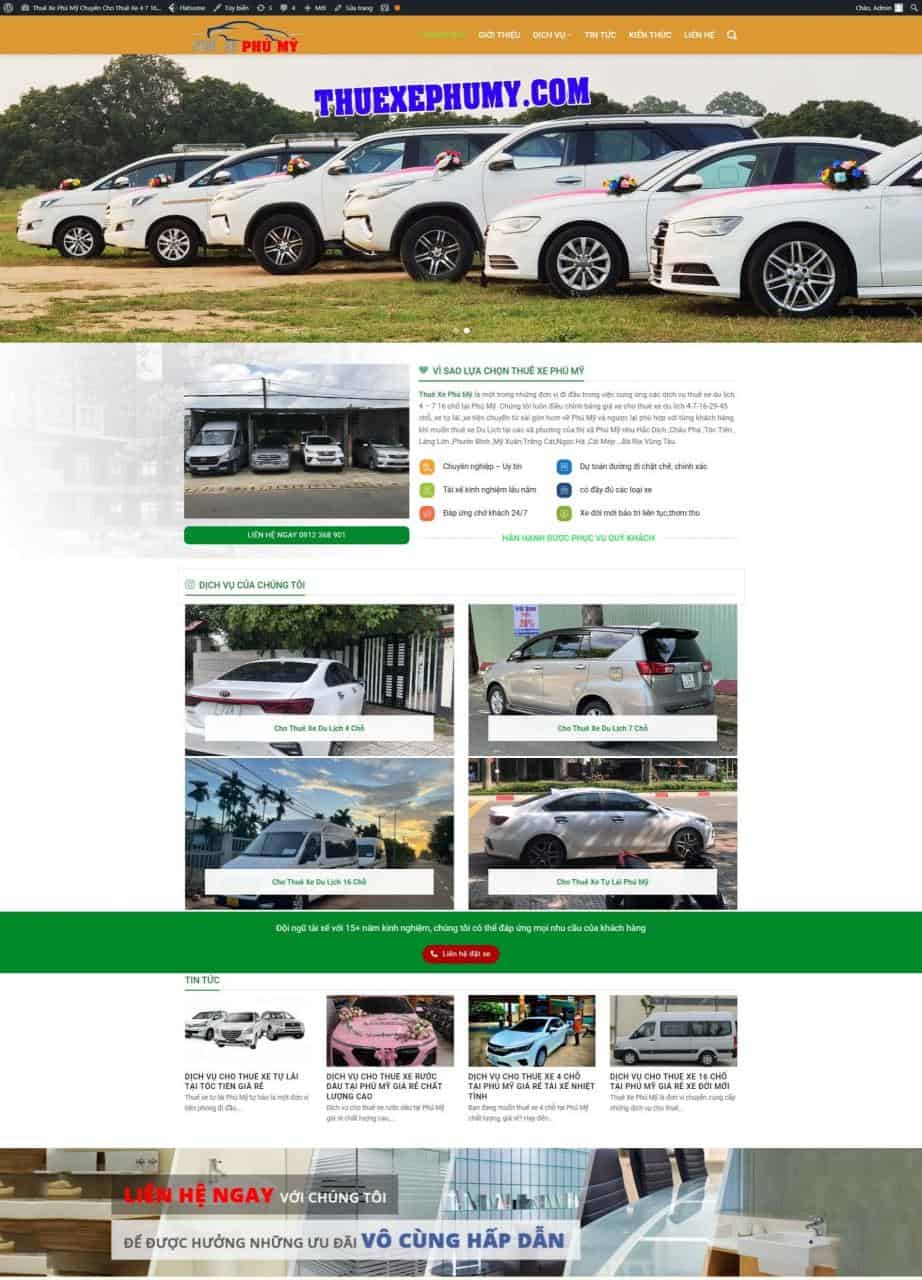 Website Thuê Xe Phú Mỹ giao diện website dịch vụ cho thuê xe ô tô chuyên nghiệp