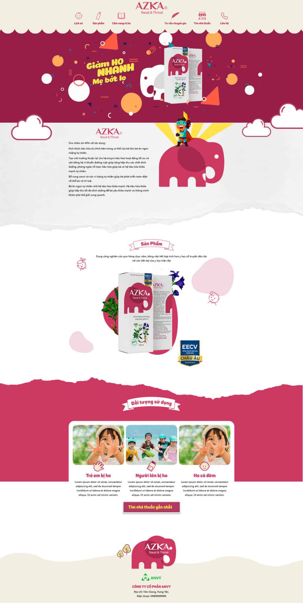 Website Thuốc Trị Ho landing page sản phẩm chăm sóc sức khỏe