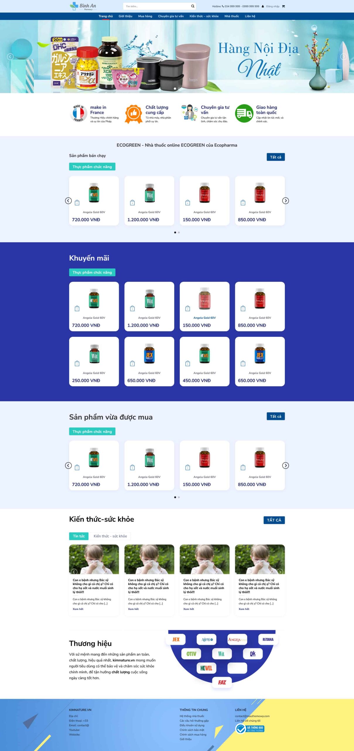 Website Tiệm Thuốc Tây TPCN giao diện website bán thực phẩm chức năng và thuốc tây chuẩn SEO cho nhà thuốc kinh doanh online