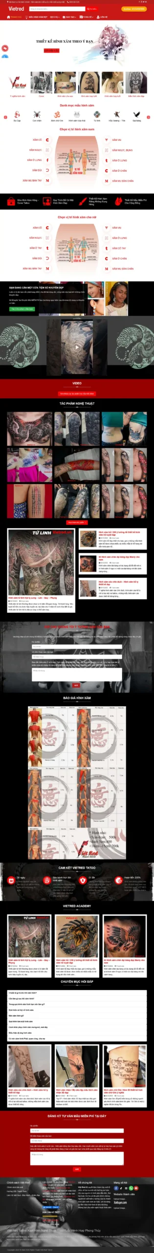 Website Tiệm Xăm giao diện website dịch vụ xăm hình nghệ thuật chuyên nghiệp