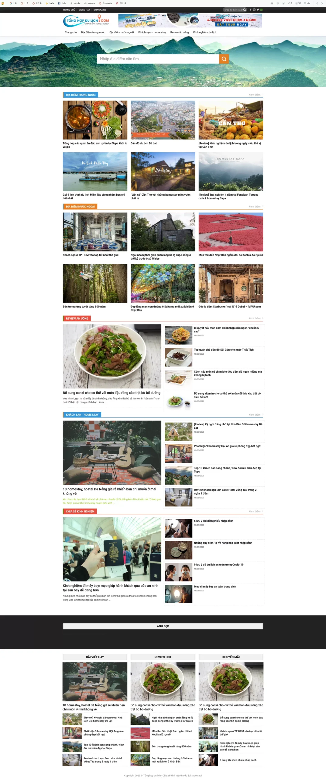 Website Tin Tức 11 Review Du Lịch giao diện website du lịch review trải nghiệm chuyên nghiệp