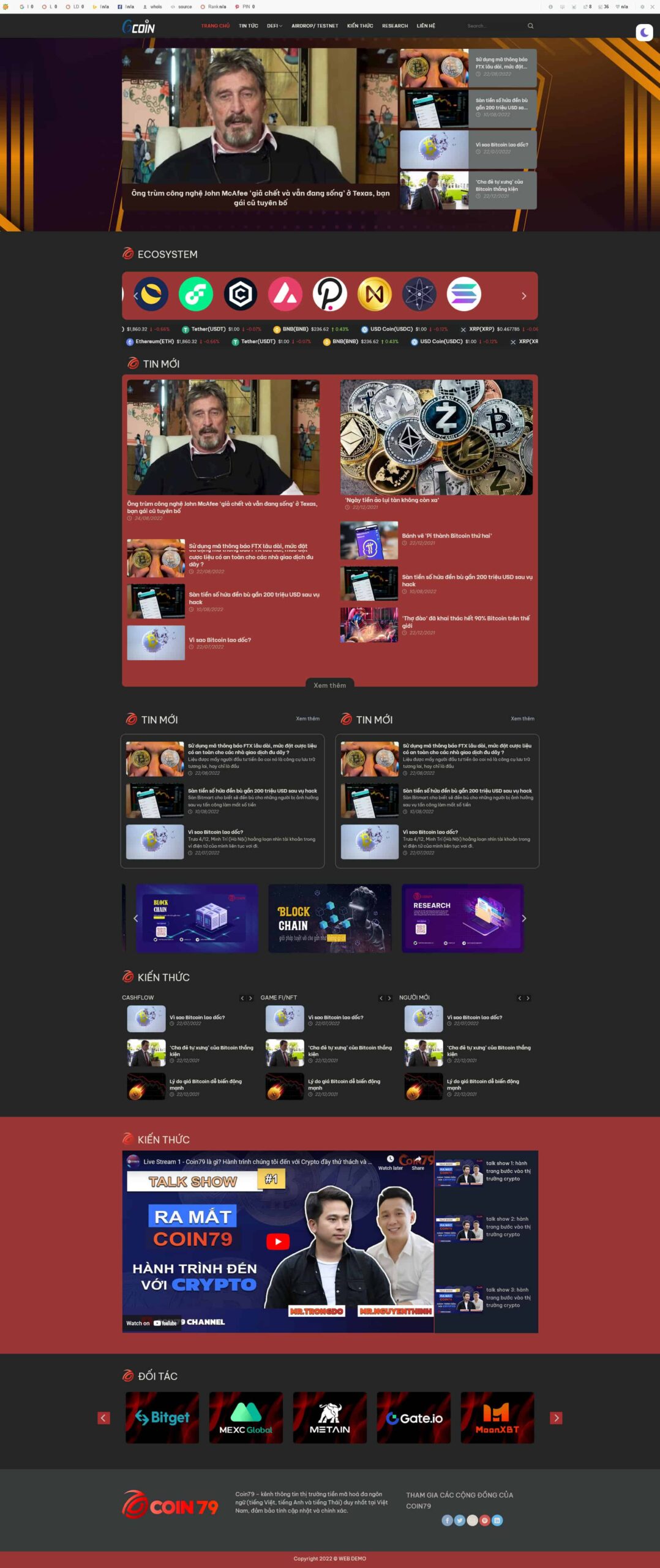 Website Tin Tức Coin 79 giao diện website tin tức tiền điện tử và blockchain chuyên nghiệp