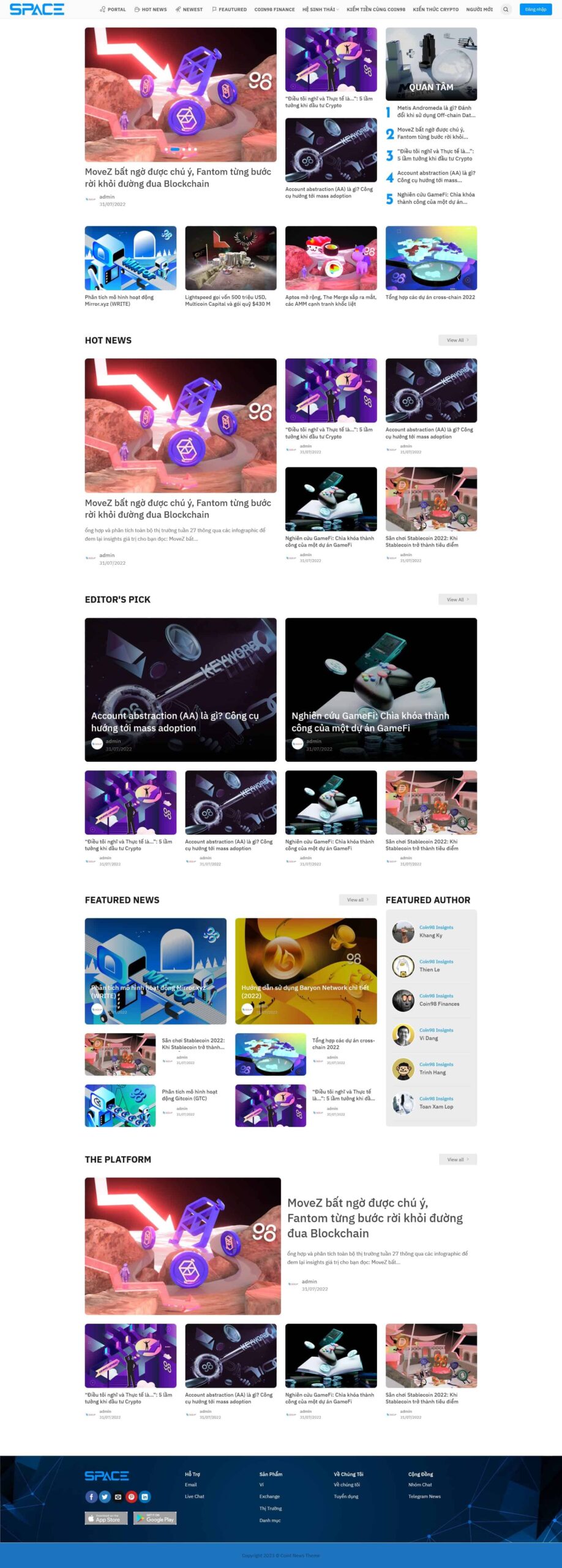 Website Tin Tức Coin giao diện website tin tức tiền điện tử chuyên nghiệp