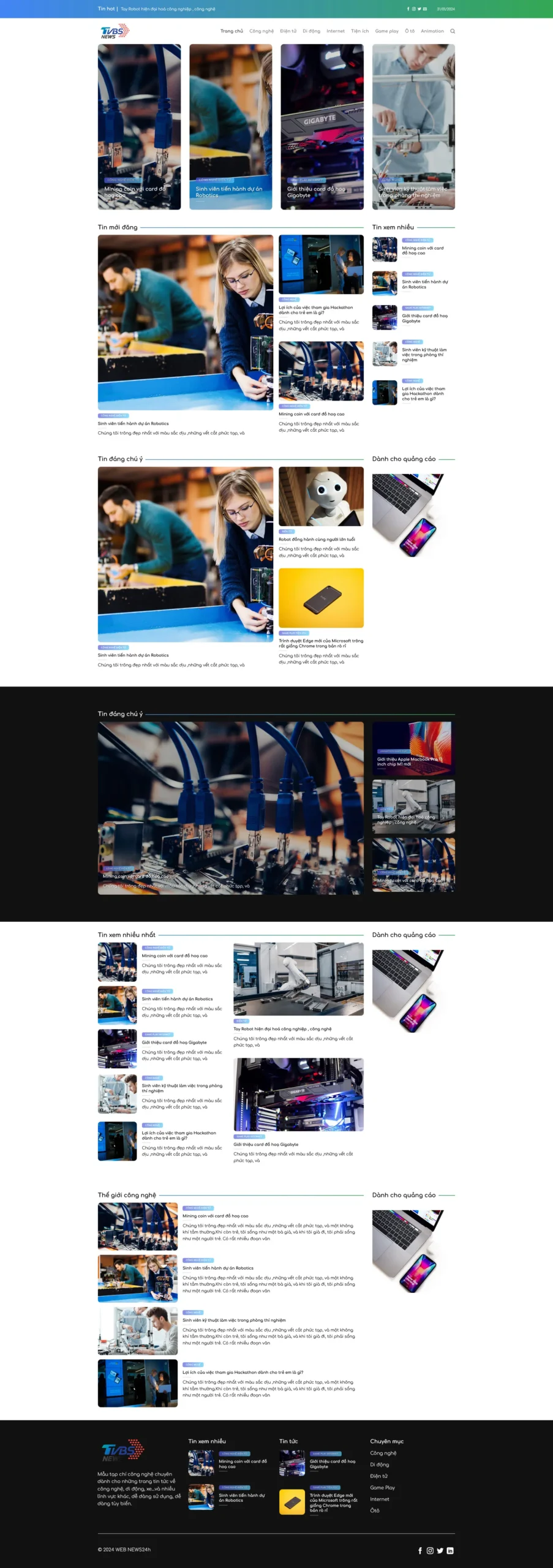 Website Tin Tức Công Nghệ giao diện website tin tức công nghệ hiện đại