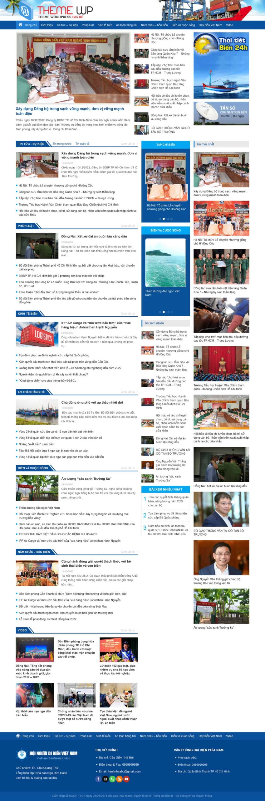 Website Tin Tức Đi Biển giao diện website tin tức chuyên đề biển đảo và hàng hải chuyên nghiệp