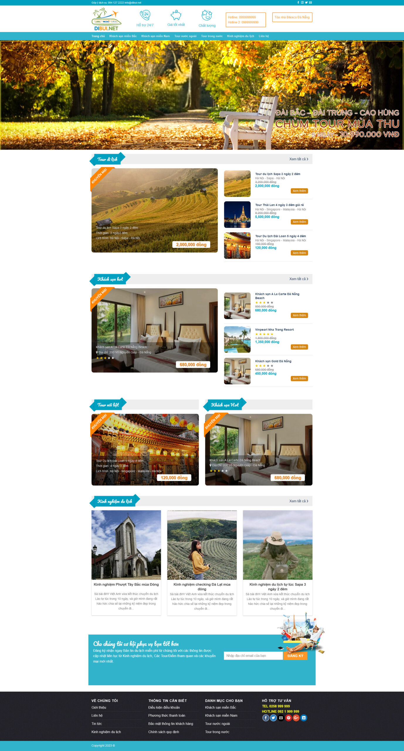 Website Tour Du Lịch giao diện bán tour và khách sạn chuyên nghiệp.