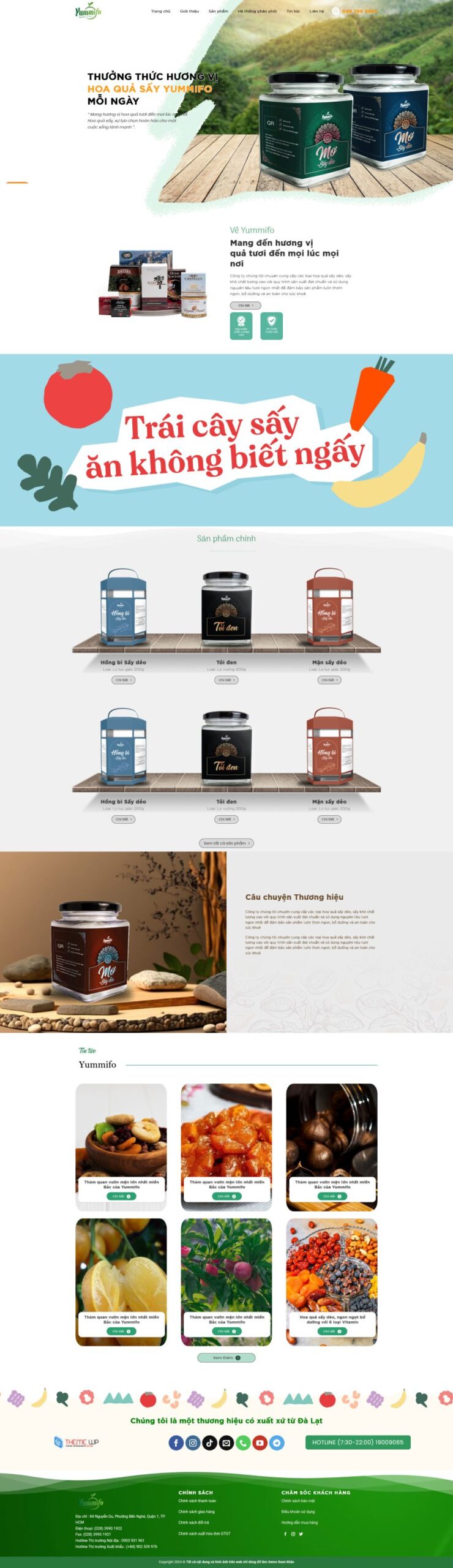 Giao diện Website Trái Cây Hoa Quả Sấy Đặc Sản chuẩn SEO cho thương hiệu nông sản